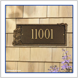 Seagull Rectangle One Line Address Plaque - Bronze with Gold Lettering