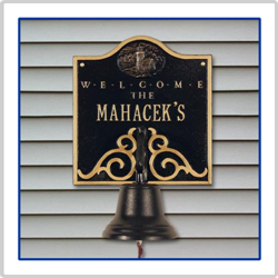 Lighthouse Bell Welcome - Black with Gold Lettering