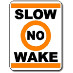 'Slow No Wake' Waterproof Vinyl Sticker - Boat, Jetski, Lake Sign - Sticker Dynasty