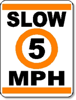 Slow 5 MPH Sign.  18 inches wide x 24 inches tall.  Aluminum.